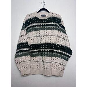 Peconic Bay Traders Men's Vintage Knitted Cotton Chunky Knit Sweater Size Large